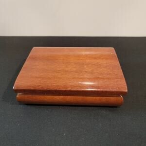 Mahogany Wood Trinket Keepsake Box, Double Gold Hinged
